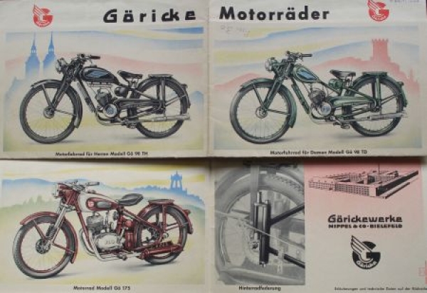 Goericke Motorbikes Goe 98 - 150 Modelprogram 1952 Motorbikebrochure (7260)